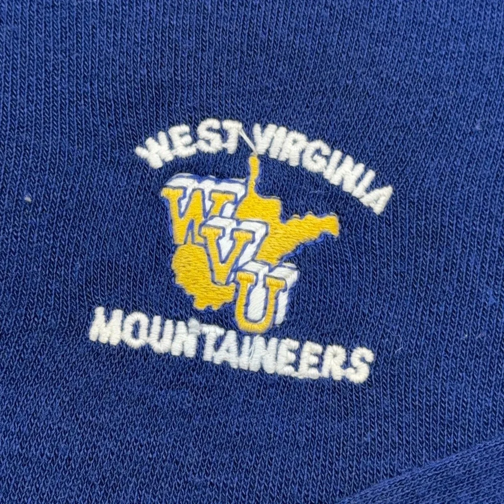Vintage West Virginia Mountaineers Sweater Men Large Blue V Neck 90s Made In USA
